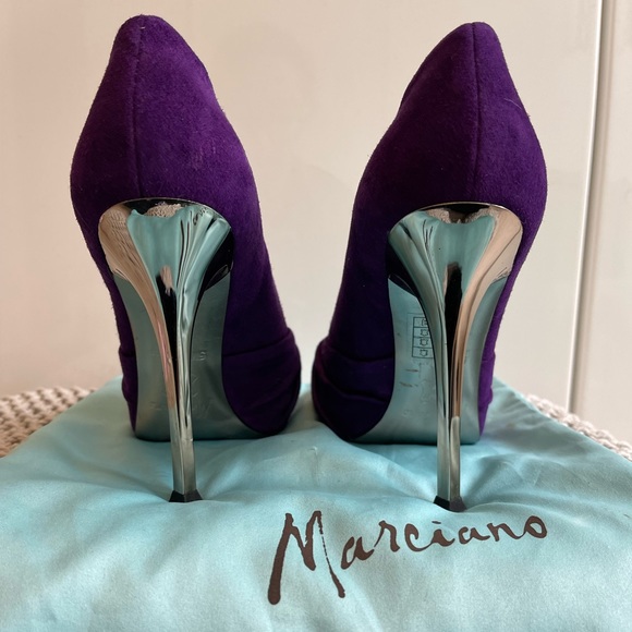 MARCIANO Vintage - Purple with Silver Heels - Suede Knot Booties - Picture 3 of 9